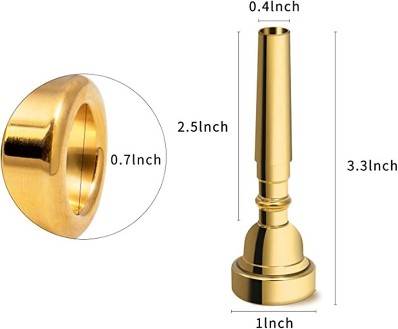 Cheerock 5C Trumpet Mouthpiece - Brass Gold Plated Compatible With Beginners and Professionals - Trumpet Accessories - Image 2